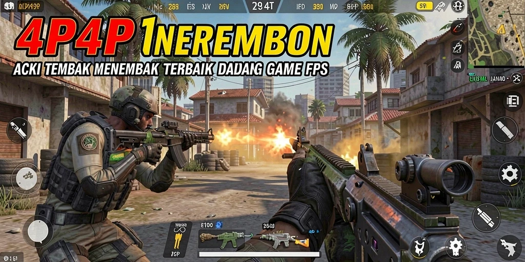 Tampilan aksi mendebarkan dalam gameplay FPS 4P4P.