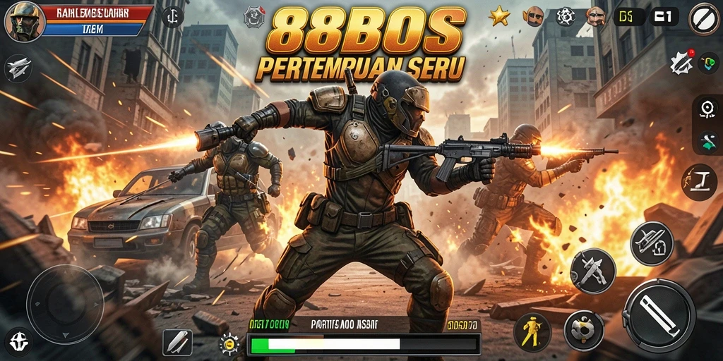 Screenshot menampilkan pertarungan seru dalam game Action 88BOS.