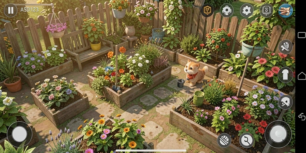 Tampilan gameplay berkebun yang mengasyikkan dan interaktif.