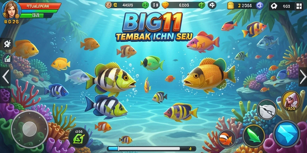 Tampilan gameplay menarik dari BIG11 dengan berbagai jenis ikan.