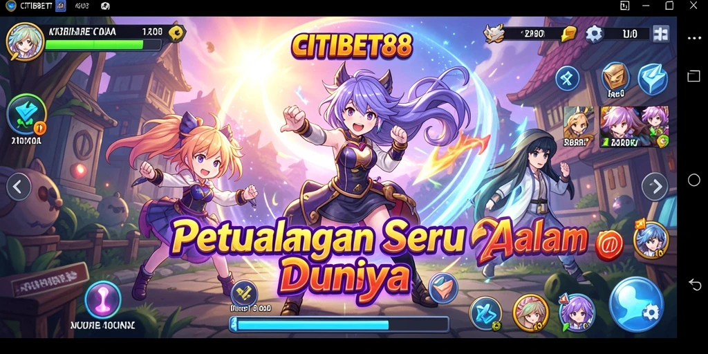 Tampilan seru gameplay CITIBET88 dalam dunia anime.