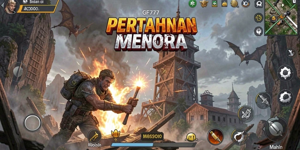 Screenshot GF777 menunjukkan aksi seru dalam game Tower Defense.