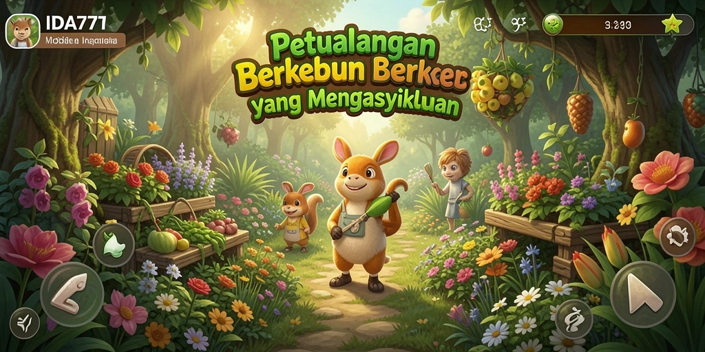 Tampilan screenshot IDA777 menunjukkan kebun yang indah dan berbagai tanaman.