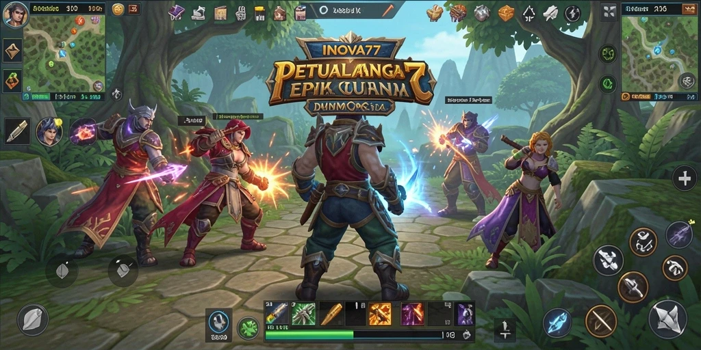 Gameplay seru INOVA77 yang menggambarkan pertarungan epik di dunia MMORPG.