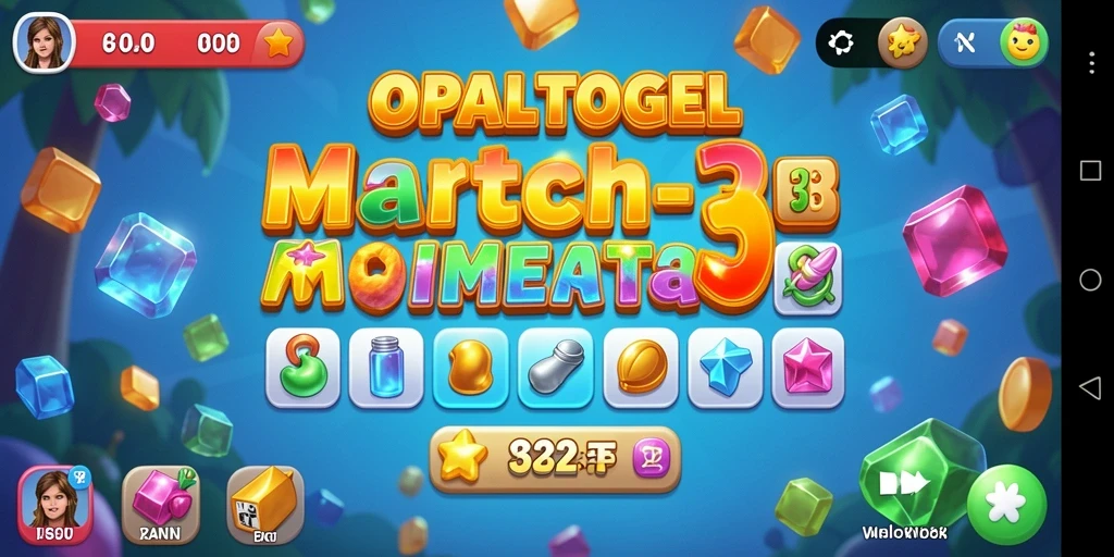 Screenshot gameplay OPALTOGEL yang menampilkan aksi Match-3 yang mendebarkan.