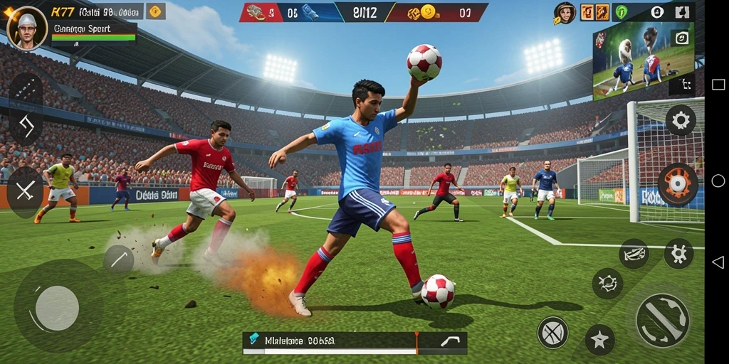 Tampilan gameplay menarik dalam RK77 yang menyajikan berbagai olahraga.