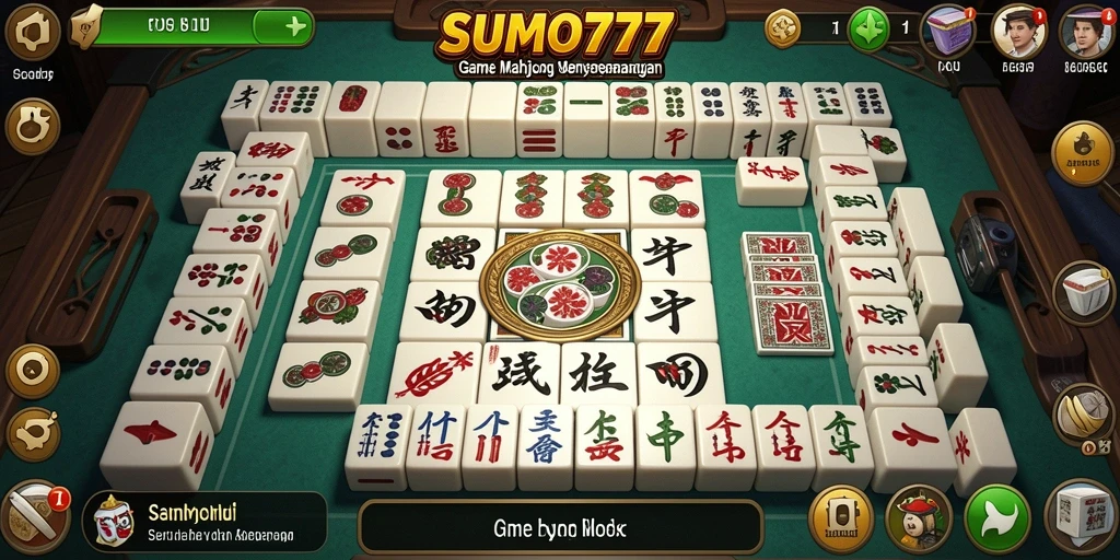 Screenshot gameplay SUMO777 menampilkan tingkat Mahjong yang menantang.