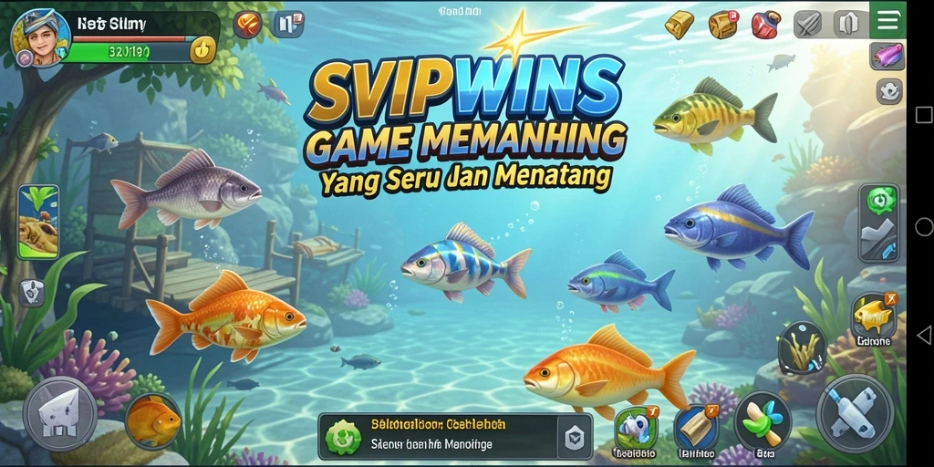 Tampilan gameplay SVIPWINS yang menakjubkan saat memancing.