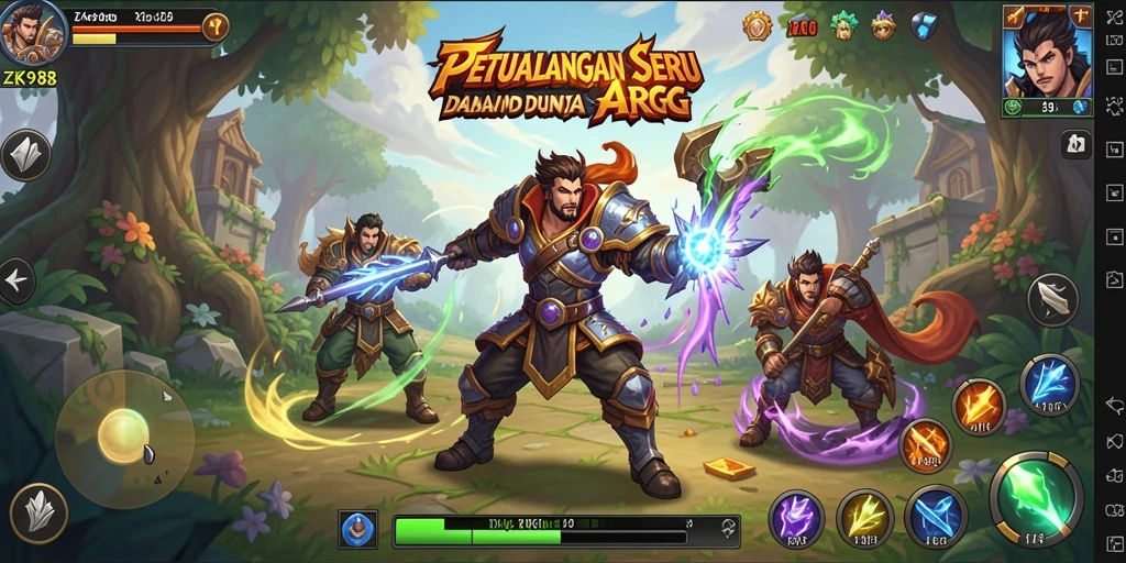 Gameplay ZK988 menampilkan pertarungan seru antara karakter dan monster.